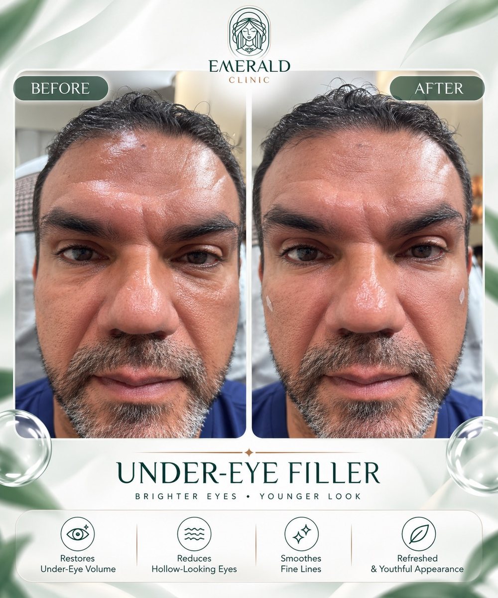 Under-eye filler, before and after